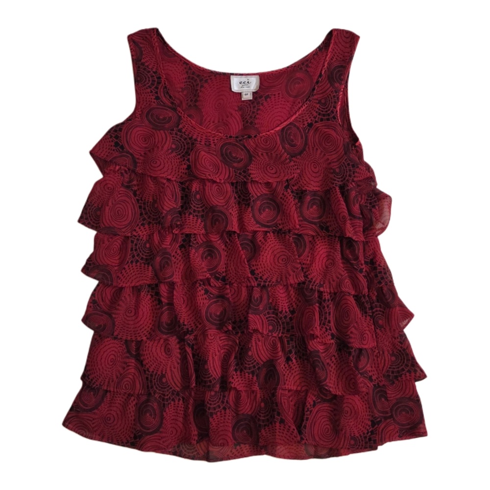 ECI Red Swirl Pattern Top